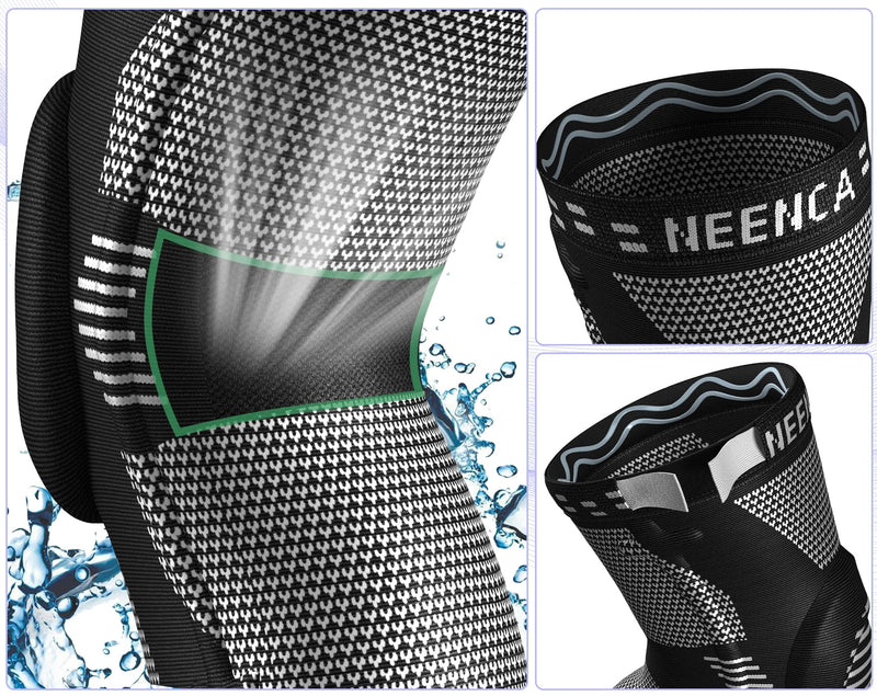 NEENCA Knee Braces for Knee Pain Relief, Compression Knee Sleeves with Patella Gel Pad & Side Stabilizers, Knee Support for Weightlifting, Running, Workout, Arthritis, Meniscus Tear, Men Women. ACE-53 Large Black