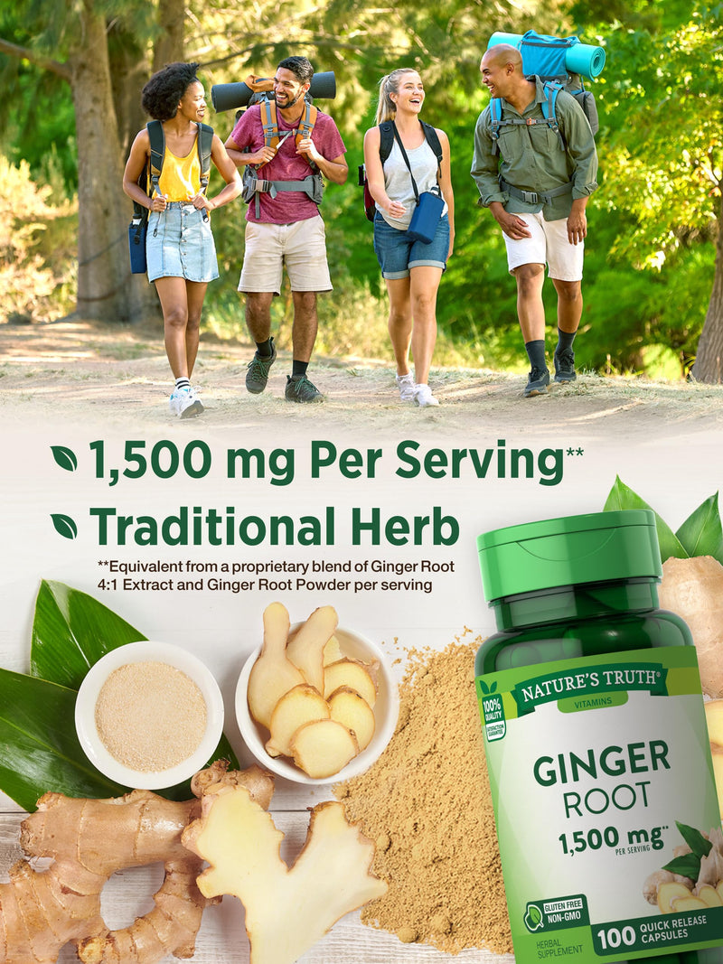 [Australia] - Nature's Truth Ginger Root Capsules | 1,500mg | 100 Count | Non-GMO and Gluten Free Supplement | from Ginger Root Extract 