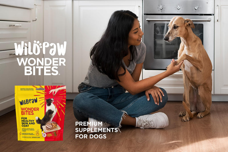 WonderBites for Healthy Skin and Coat - Skin & Coat Health Supplement for Dogs - Salmon Fish Oil Supplement - Hemp Chews for Dogs with Zinc - 90 Soft Chews - PawsPlanet Australia