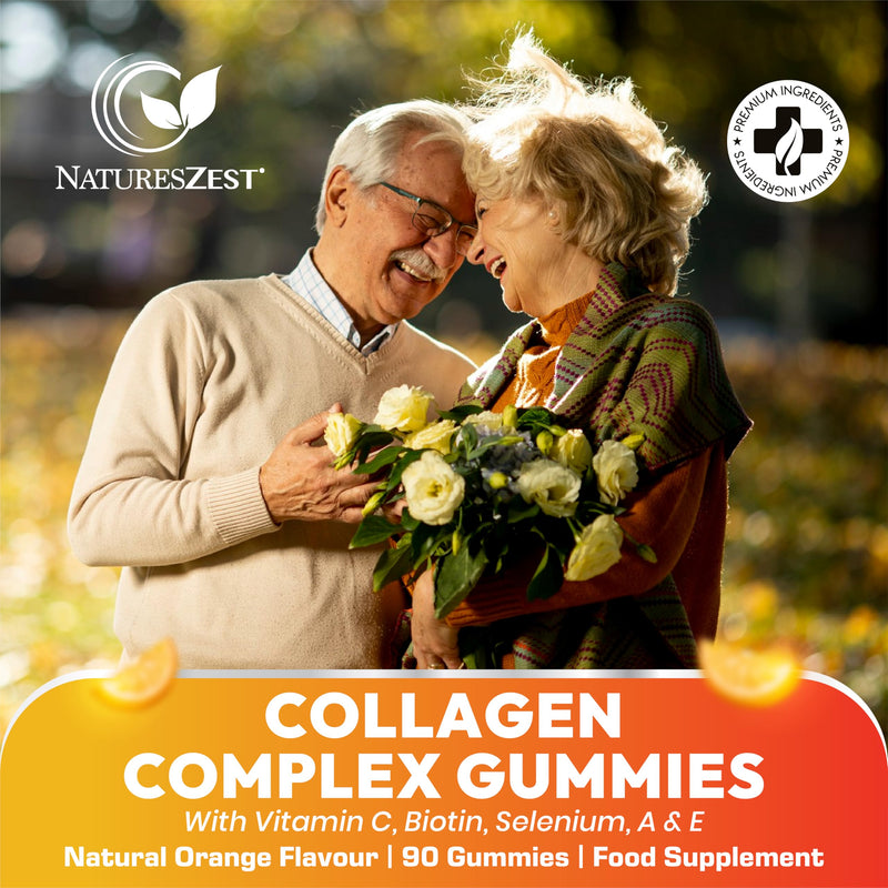 Collagen Complex 500mg - 90 Chewable Gummies | Collagen Gummies with Biotin, Vitamin C & E | Supports Hair, Skin & Nails for Women & Men | Gluten Free, Non-GMO | Natural Orange Flavour