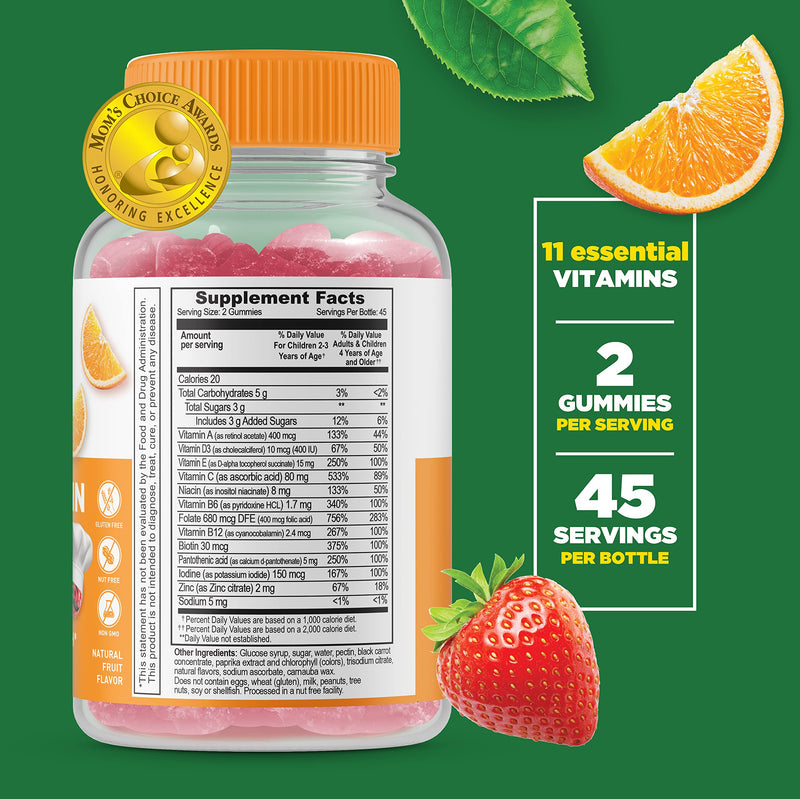 Lifeable Multivitamin Kids + Prebiotic Fiber Kids, Gummies Bundle - Great Tasting, Vitamin Supplement, Gluten Free, GMO Free, Chewable Gummy
