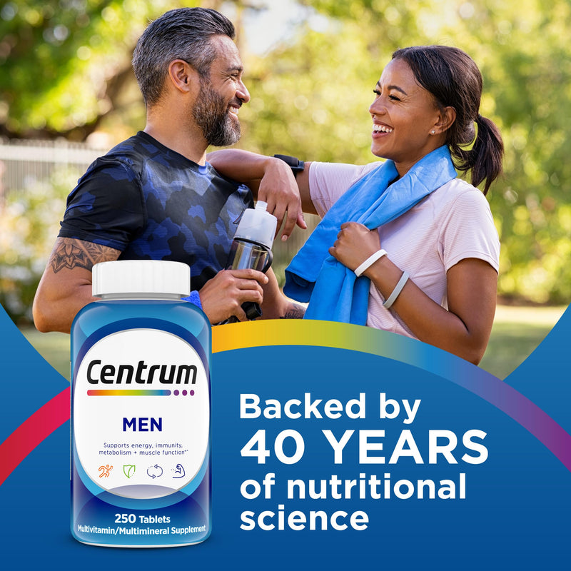 Centrum Multivitamin for Men, Multivitamin/Multimineral Supplement with Vitamin D3, B Vitamins and Antioxidants, Gluten Free, Non-GMO Ingredients -Tablet 200 Count | Contains Vitamin D3, B Vitamins and Antioxidants, Gluten Free, Non-GMO Ingredients, GL...