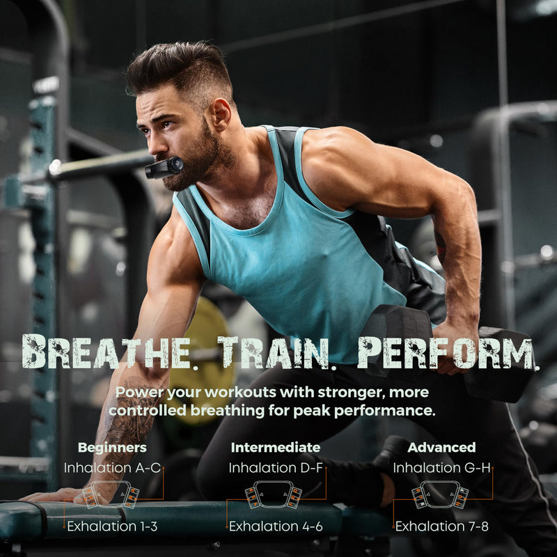 [Australia] - Breathing Trainer | Premium Silicone Trainer | Boost Breathing Patterns | Adjustable Resistance Levels | Compact, Portable, and Easy to Maintain (Black) 