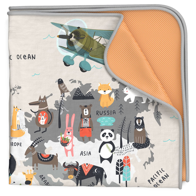 [Australia] - BABYBOET Splat Mat for Baby ‚Äì Under High Chair Floor Mat Protects Wood, Vinyl and Carpet from Spills ‚Äì Waterproof 4 Layer Baby Mat with Anti-Skid Backing Deters Bunching and Sliding (51‚Äù x 51‚Äù) Animals World Map 