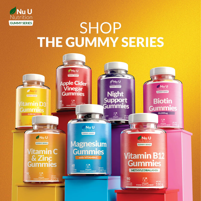 Nu U Nutrition - Vitamin C and Zinc Gummies - 90 Vegan Gummies - 120mg Vitamin C & 12mg Zinc per Serving - Natural Orange Flavour - Made in the UK