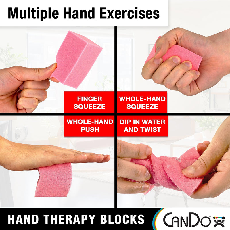 [Australia] - CanDo Hand Therapy Blocks - Grip Strengthening Foam Hand Exercise Tools for Physical Therapy, Arthritis, Carpal Tunnel, Stress Relief, Anxiety Multi (Extra-Soft Through Firm) Pack of 12 