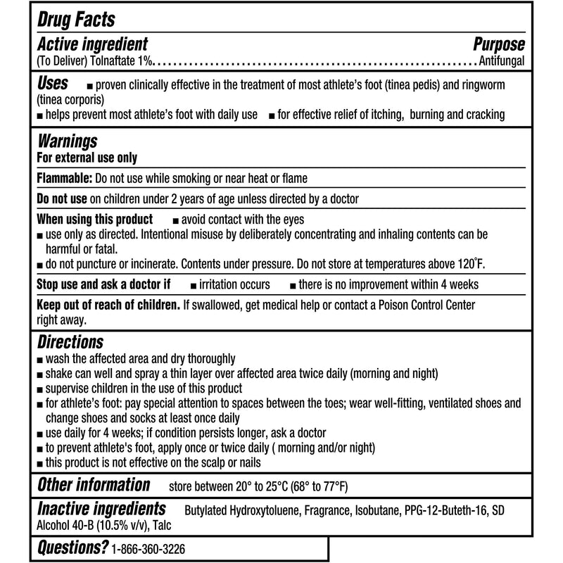 Tinactin Athlete's Foot Antifungal Deodorant Powder Spray, 4.6 oz Can (Pack of 2)