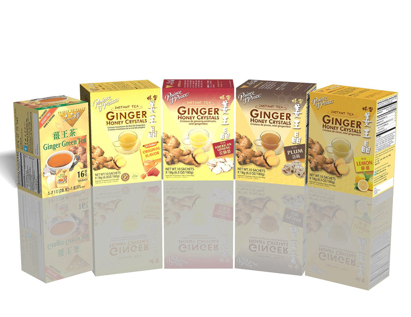 [Australia] - Prince of Peace Instant American Ginseng Ginger Honey Crystals, 10 Sachets – Instant Hot or Cold Beverage – Easy to Brew Ginger and Honey Crystals 