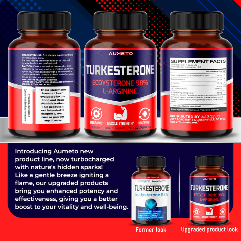 [Australia] - Turkesterone Supplement - Enhanced with L-Arginine, Tongkat Ali, Ginseng, Maca Root, Vitamin D3 - Energy, Endurace & Male Vitality Support (90 Count (pack of 1)) 