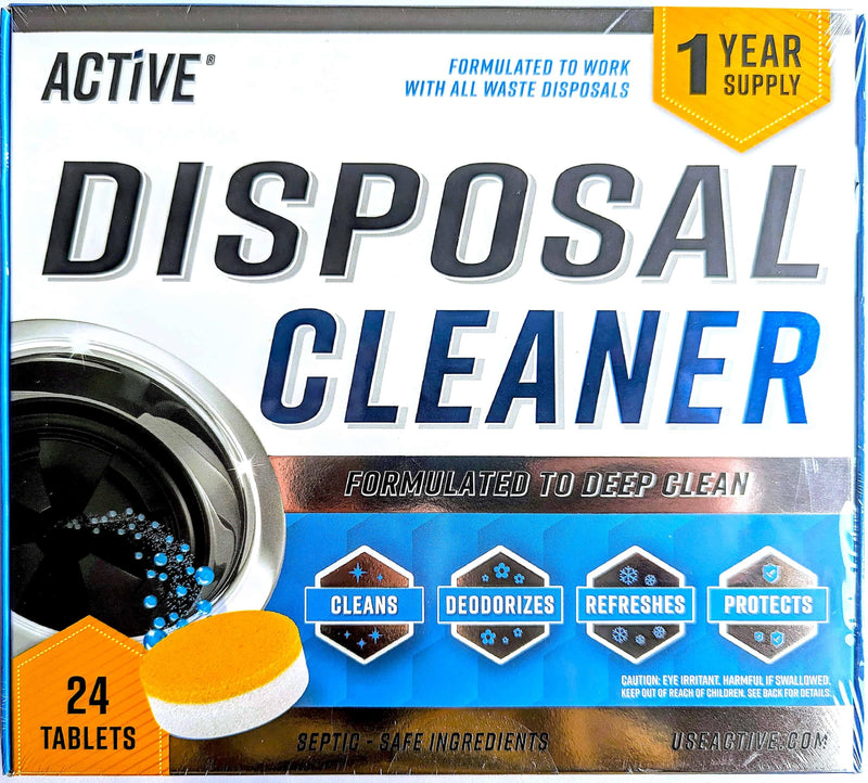 Garbage Disposal Cleaner Deodorizer Tablets - 24 Pack, New Powerful XL Foaming Tablet - Fresh Citrus Foam Sink Garburator Disposer Freshener, Natural Kitchen Drain Cleaning Care - 1 Year Supply