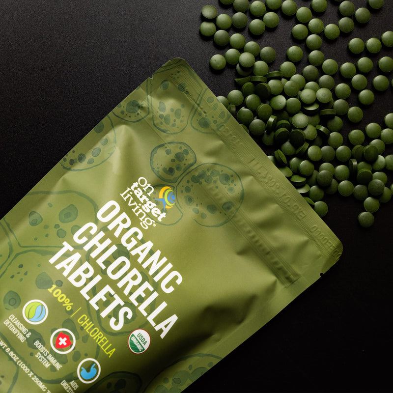 [Australia] - On Target Living Organic Chlorella Tablets | USDA Organic | 1000 Supergreen Tablets | Immune Support | Chlorophyll | Recovery | Athletic Performance | Premium Quality 