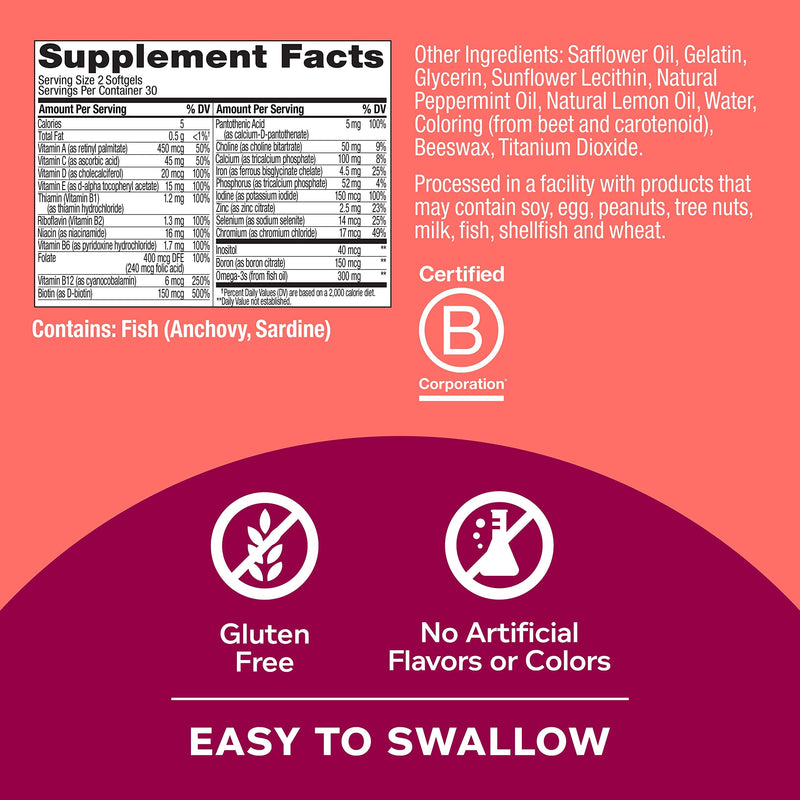 OLLY Ultra Women's Multi Softgels & Ultra Strength Goodbye Stress Softgels, GABA, Ashwagandha, L-Theanine and Lemon Balm, Stress Relief Supplement - 60 Count