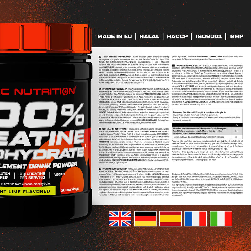 Scitec Nutrition 100% Creatine Monohydrate – Vegan – 3g per Serving – Performance Boost for High-Intensity Workouts – 300 g, Mint-Lime