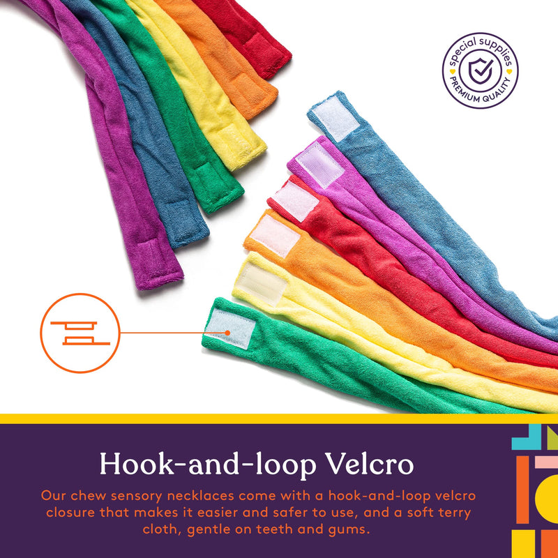 [Australia] - Special Supplies Chew Necklaces for Sensory Kids Boys and Girls, 6 Bands, Soft and Super Absorbent Terry Cloth, Shirt and Clothing Oral Stimulation Alternative, Reusable and Washable 