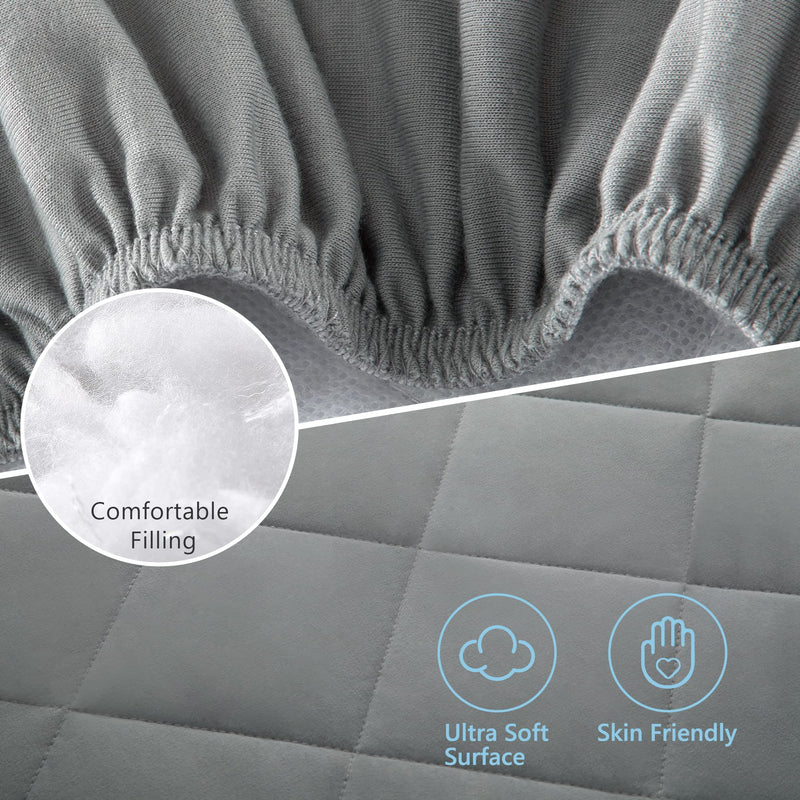 [Australia] - TILLYOU Pack and Play Sheet - Soft Quilted Crib Cover Pad, Toddlers Mattress Protector with 1''-3'' Deep Pocket, Thick Play Yard Playpen Sheets, Breathable Fluffy Crib Mattress Pad, 39"x27", Grey Gray pack n play sheet 