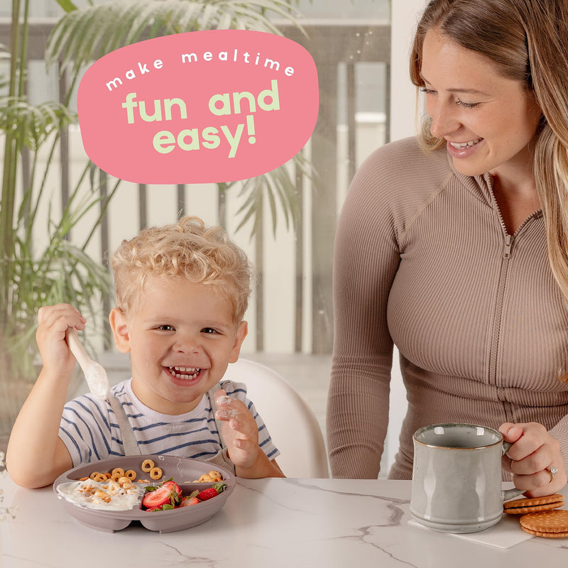 [Australia] - Suction Plates for Baby, Toddlers - FEATURES SUPER STRONG QUADRUPLE SUCTION - 100% Food Grade Silicone Toddler Plates with Suction - Unbreakable Divided Kids Baby Plates - Suction Plate 