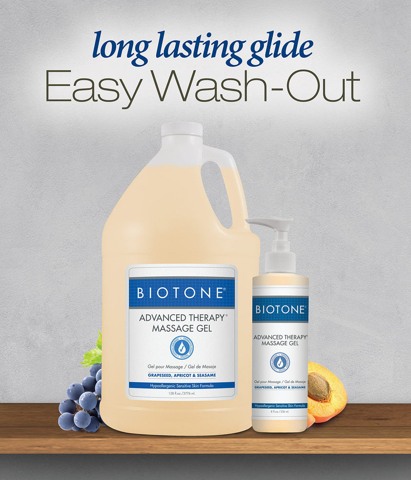[Australia] - BIOTONE Advanced Therapy Massage Gel, Smooth, Silky Glide Without the Oil Feel, Ideal Workability, Nut-Oil Free, Hypoallergenic 8 Fl Oz (Pack of 1) 