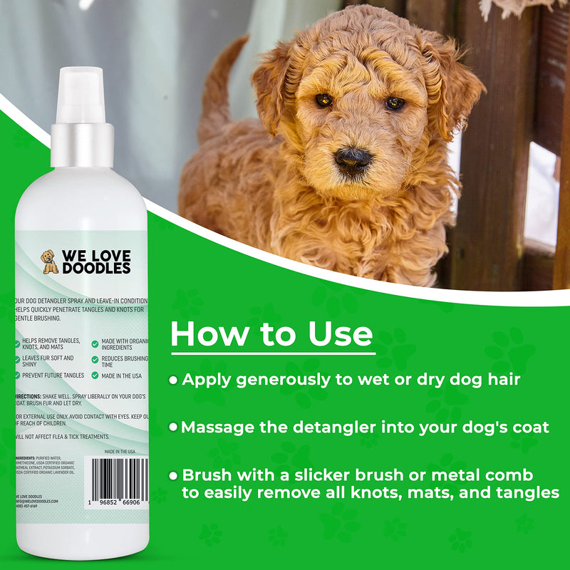 We Love Doodles Unscented Dog Shampoo & Detangler Spray - Made in USA, Organic Ingredients, Shampoo for Goldendoodles Doodles & Puppies, Dematting Spray for Dogs, Tangle Remover - PawsPlanet Australia