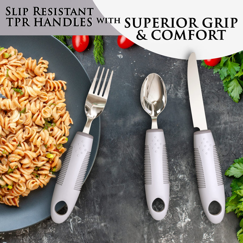 iMedic Easy Grip Cutlery for Arthritic Hands Grey(1 Pack) – Adaptive Utensils Designed to Support Disabled Adults – Weighted Tableware Set – Caring Aid for Tremors, Parkinson’s Single