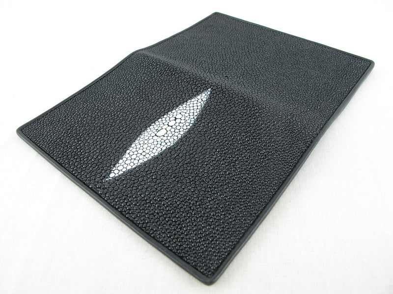 Pelgio Genuine Stingray Skin Leather Passport Holder Wallet Black