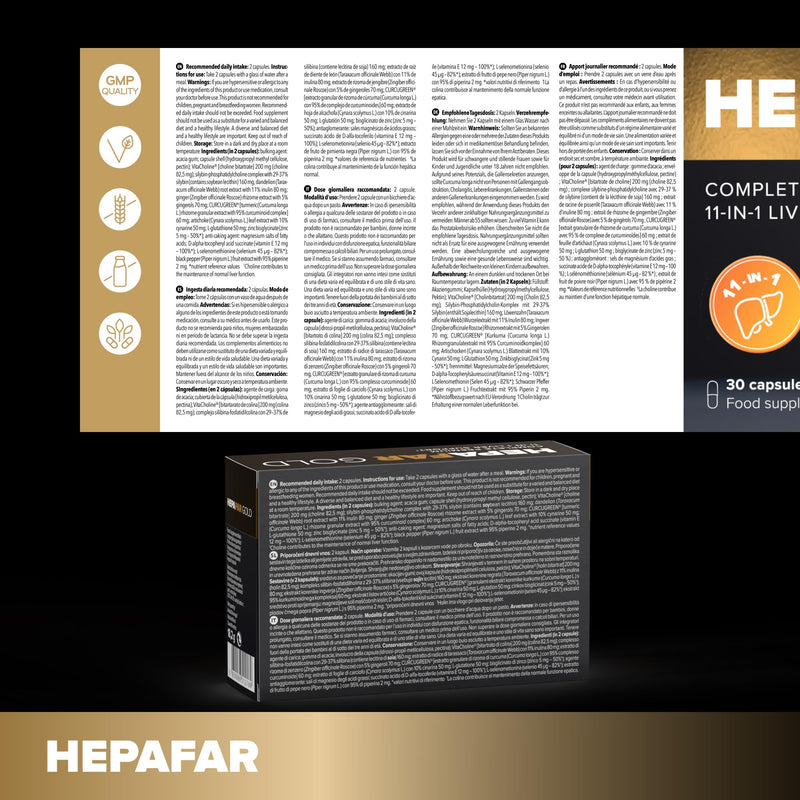 Hepafar Gold Premium with Glutathione, Turmeric, Silybin Complex, Choline, Artichoke, and Ginger - Liver Supplement, 30 Capsules, by Sensilab Hepafar Gold 1x