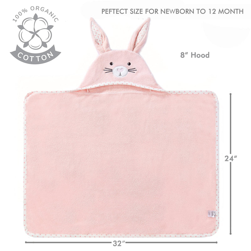 Baby Hooded Towel with Unique Animal Design Ultra Soft Thick Cotton Bath Towel for Newborn (Bunny) Rabbit