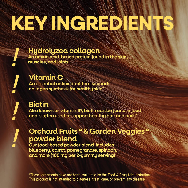 Nature's Way Alive! Premium Hair, Skin & Nails Gummies, Strawberry, 60 ct | Daily Gummy with Collagen and Biotin, Advanced Beauty Formula Supplement with High Potency Antioxidant Vitamins C & E*