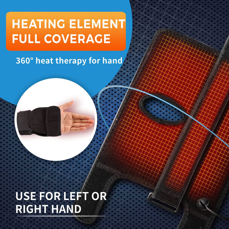 sticro Hand Heating Pad for Carpal Tunnel Relief, Heated Wrist Brace Wrap for Arthritis, Carpeltunal, De Quervain's Tenosynovitis, Tendonitis Wrist Hand Pain Relief - Left Right Hand L Black