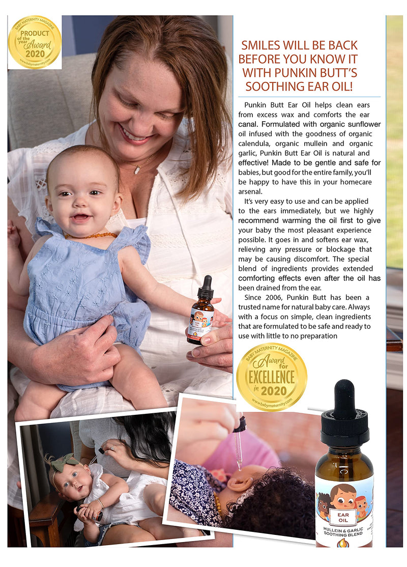 [Australia] - Punkin Butt Baby Ear Oil | Organic Garlic, Mullein, Calendula Ear Drops Safe for Infants (1 oz) 1 Fl Oz (Pack of 1) 