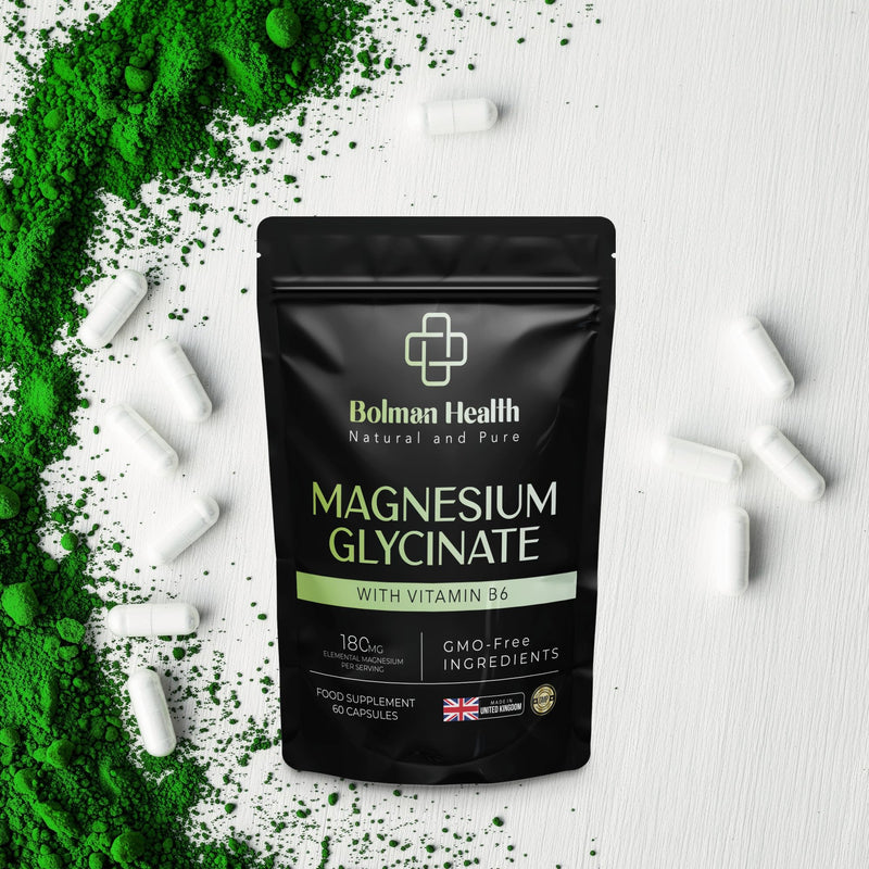 Magnesium Glycinate with Vitamin B6 | 180mg Elemental Magnesium Per Serving | Supports Muscle, Nerve & Energy Function | 60 Vegan HPMC Capsules | Non-GMO | Gluten-Free Magnesium Supplement