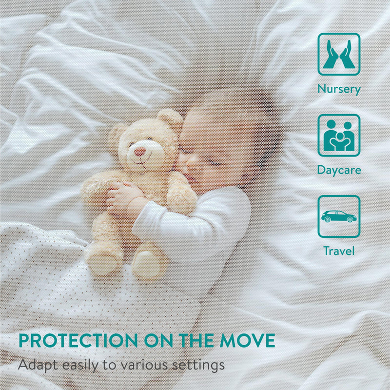 [Australia] - Navaris Mosquito Net for Crib - Safe Crib Netting Mesh - Baby Crib Cover w Easy Access Double Zip - Perfect for Travel & Home Use - Bug Protection for Nursery Playpen Bassinet 