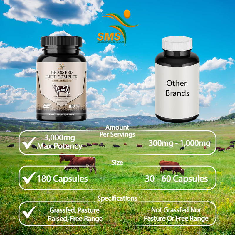 [Australia] - Beef Organ Supplement - Grass Fed & Pasture Raised - Total Body Wellness & Performance, Organ Complex with 3000mg of Desiccated Beef Liver, Heart, Kidney, Pancreas, Spleen (180 Capsules) 