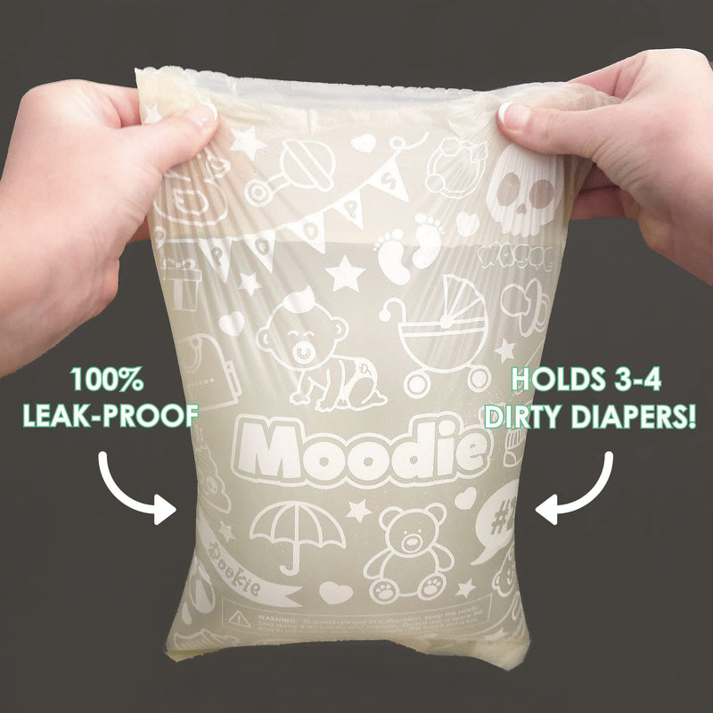 NEW Moodie Teddy Bear Diaper Bag Dispenser | Diaper Bag on the Go Dispenser w/Silicon Strap |15 UNSCENTED Diaper Disposal Bags per Roll | Diaper bag essential items (SAGE GREEN) Sage Green