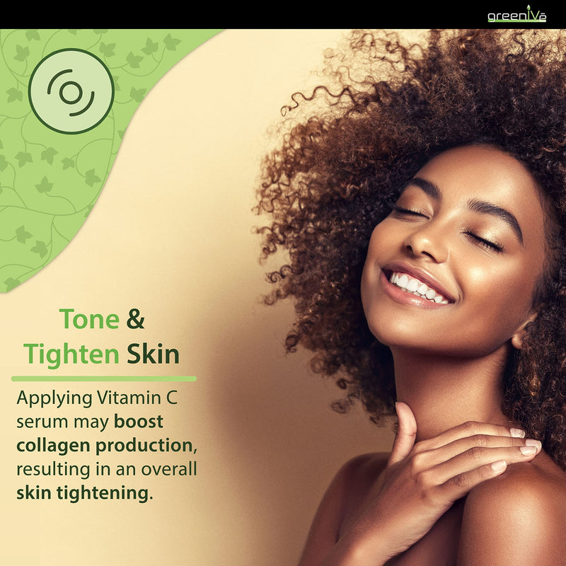 GreenIVe Vitamin C Serum for Face with Hyaluronic Acid & Vegetable Collagen - Tri-Lifting Hydrating Facial Serum - Brightening Skin Care for Glowing Complexion - Vegan & Cruelty Free - 1 fl oz 1 Fl Oz (Pack of 1)