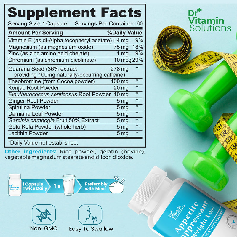 Appetite Suppressant for Weight Loss - Thermogenic Diet Pills for Women | Belly Fat Burner for Men and Women, Garcinia, Guarana, Metabolism Booster, Ephedra Free, Non-GMO, Made in USA, 60 Capsules 60 Count