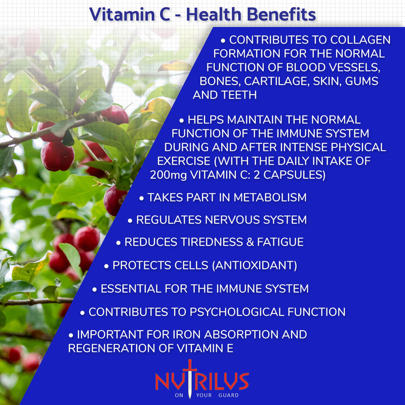 Natural Vitamin C Capsules from Acerola Cherry 500mg Extract - High Bioavailability Supplement - not Ascorbic Acid - Fruit and Herbs Extracts - not Tablets (120 Capsules) 120 count (Pack of 1)