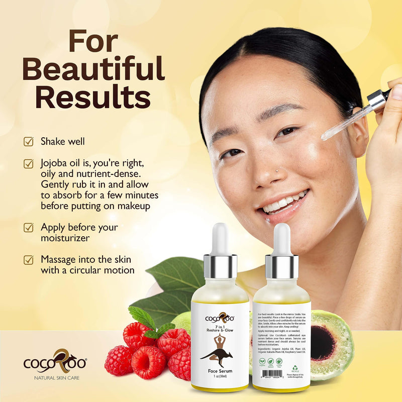 7in1 Anti-Aging Face Serum, Plant-Based with Vitamin C, Ceramide & Jojoba Oil, 100% Pure, Natural & Vegan