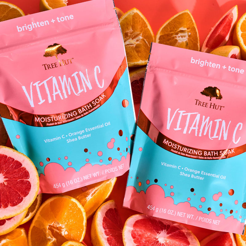 Tree Hut Brightening Bath Soak, Vitamin C, 16 oz | Moisturizing Bath Soak with Vitamin C, Orange Essential Oil & Shea Butter, Helps Nourish, Soften & Tone Skin 16 Ounce (Pack of 1)