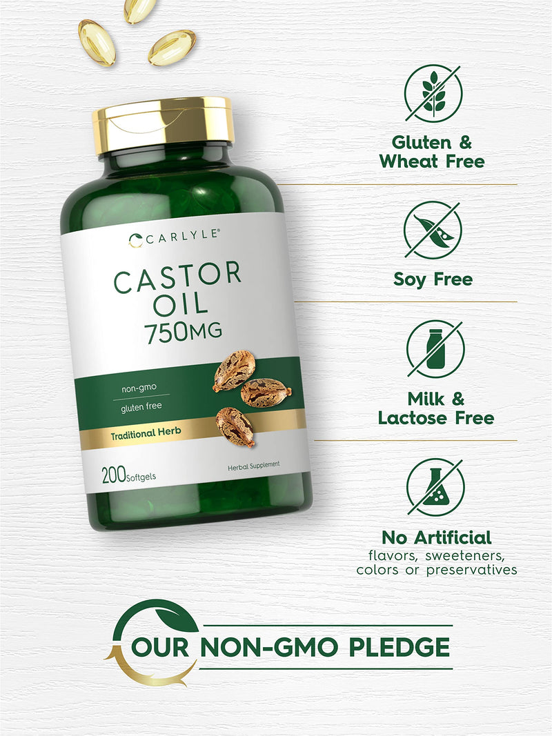 [Australia] - Carlyle Castor Oil 750mg | 200 Softgels | Traditional Herb | Non-GMO, Gluten Free Supplement 