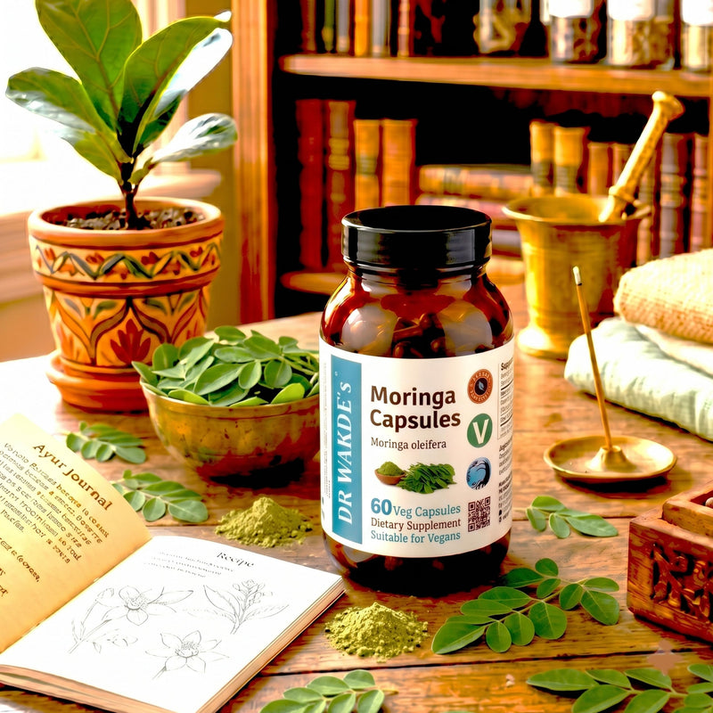 DR WAKDE'S Moringa Capsules (Moringa oleifera, 60 Veg Caps, Plant-Based Supplement, Ayurvedic Herb, All Natural, Vegan)