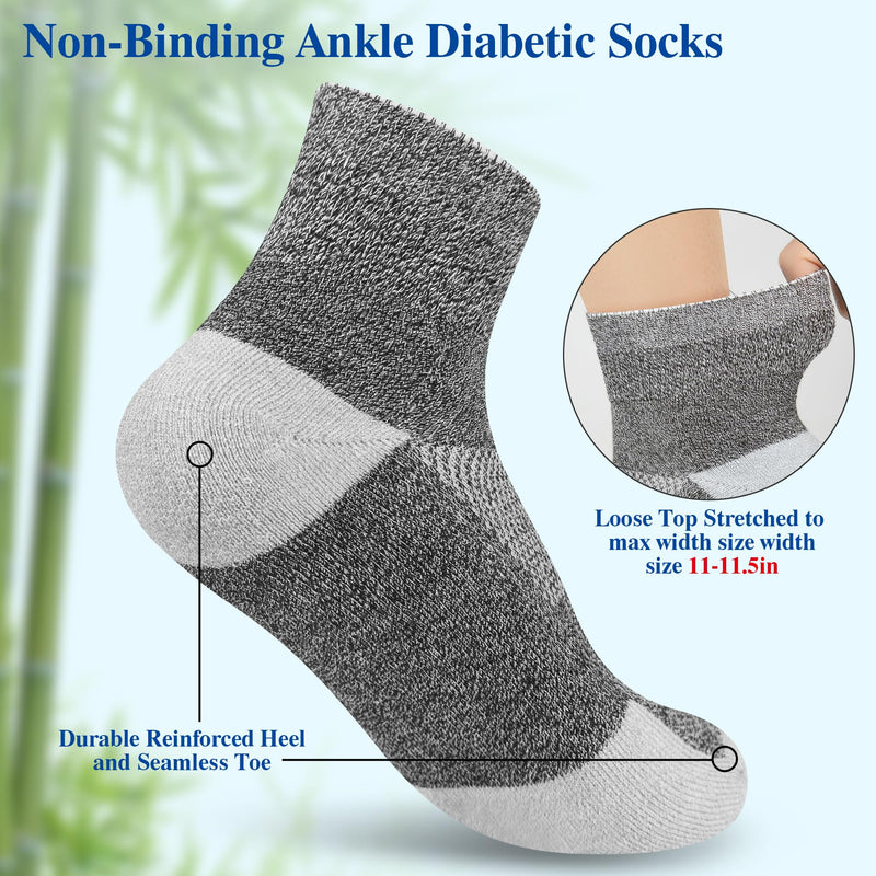 [Australia] - Diabetic Socks for Men,6 Pairs Ankle Mens Diabetic Socks,Diabetic Neuropathy Socks for Men 9-12 White a/Black a/Dark Grey a/Deep Grey a/Sandy Color a/Deep Blue a Large 