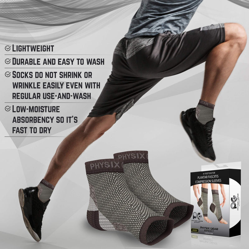 [Australia] - Physix Gear Compression Stockings for Plantar Fasciitis, Replaces Plantar Fasciitis Splint, Strapping, Combined with Flat Sole, Orthopedic Shoes (1 Pair Black, L/XL) L/XL-EU Mens 42-51| Womens 38.5-44 1 pair – Black 