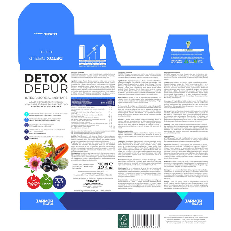 [Australia] - Detox Depur dietary supplement drops 100ml based on milk thistle, artichoke and dandelion J.Armor drops 100 ml 