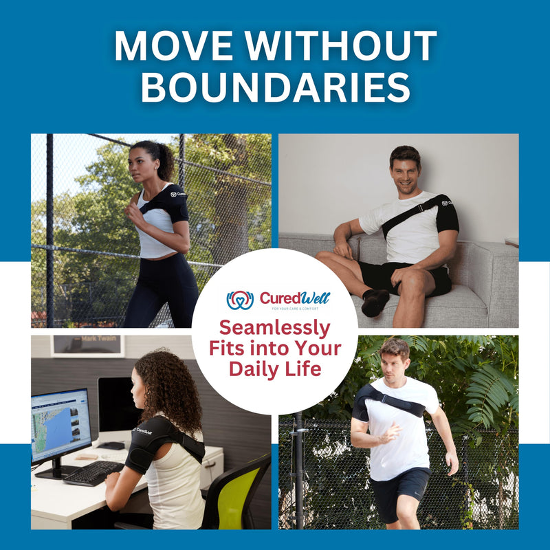 Shoulder Brace for Women & Men – Shoulder Compression Sleeve for Rotator Cuff Relief – Left/Right Support Brace with Pocket for Hot/Cold Pack – Adjustable Sling, Large