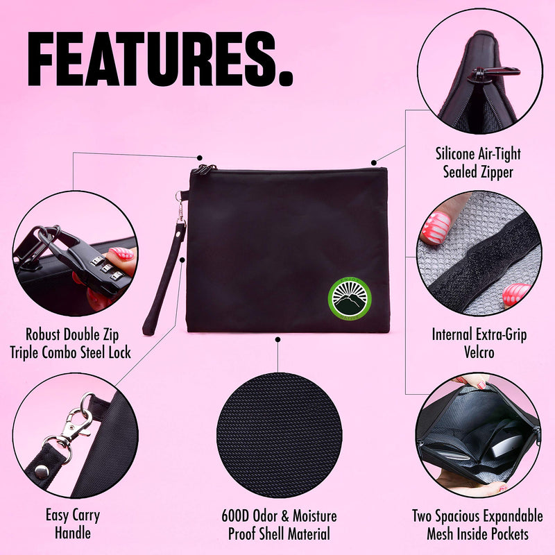 [Australia] - Upgraded 2024 Smell Proof Bag with Lock - Odor Proof Bag - Dog Tested Bags 11x9 - Smell Proof Container - Best Odor Proof Pouch Zipper on top Smell Proof Case for Herbs Coffee Oils Black Large 11"x9" 
