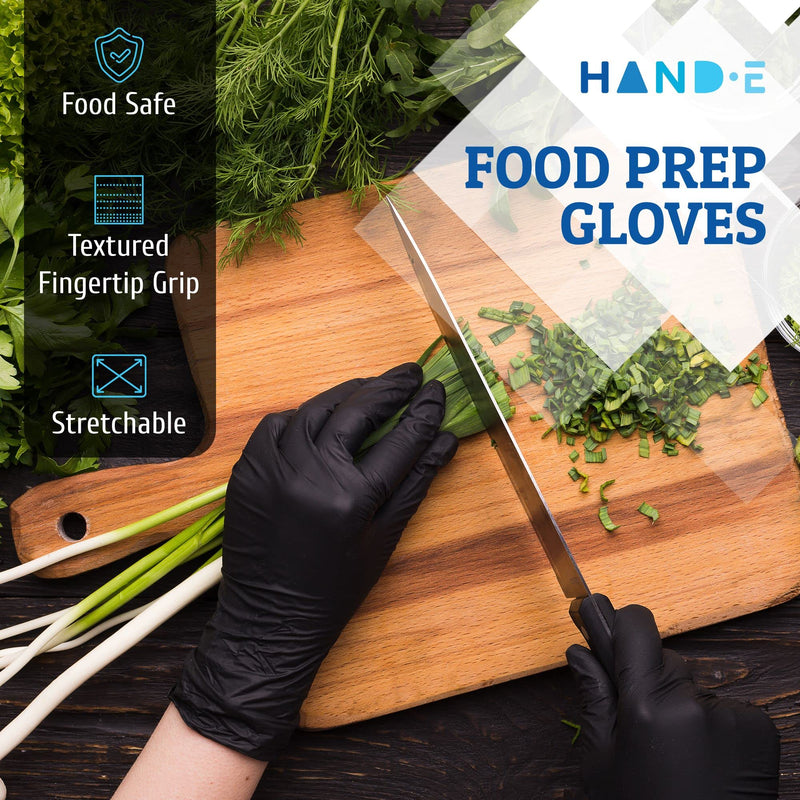 [Australia] - Hand-E Touch Black Nitrile Disposable Gloves - Latex Free BBQ, Tattoo, Hair Dye, Cooking, Mechanic Gloves 50 Large 