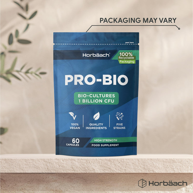 Pro-Bio Cultures Complex 60 Billion CFU Per Pack | Advanced Multi-Strain Pro-Bio with Lactobacillus Acidophilus, Bifidobacterium | 60 Vegan Capsules | Supplement for Men & Women | by Horbaach