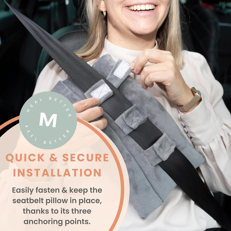 [Australia] - MOYOAMA Seat Belt Pillow Post Surgery- Seatbelt Pillows for Post-Surgery, Chemo Port Pillow for Seat Belt, Port Pillows for Chemo Patients Seatbelt, Seatbelt Cushion for Heart Surgery Recovery Gifts Grey 