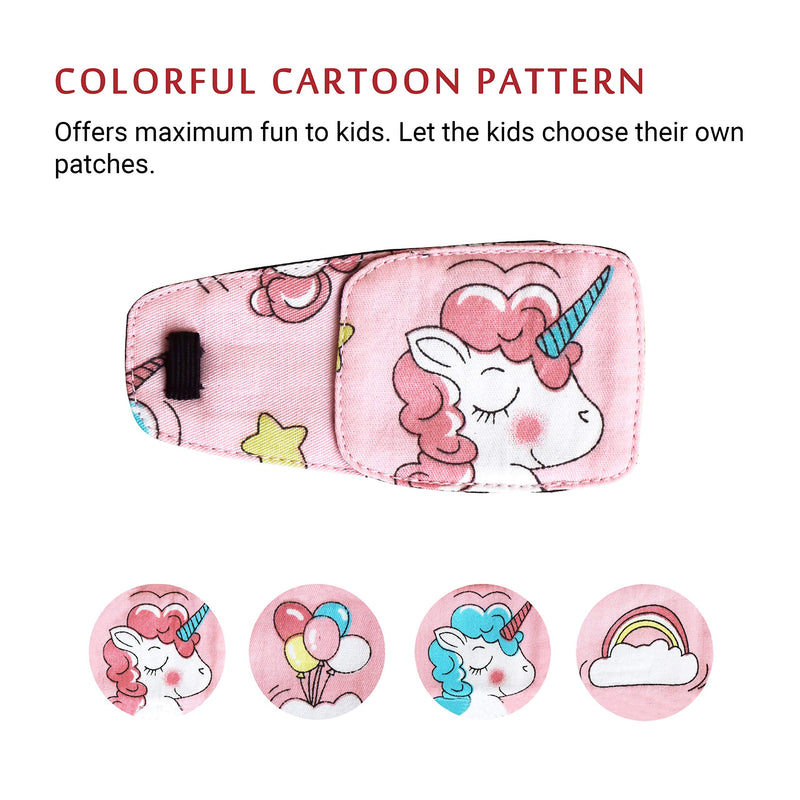 Cotton & Silk Eye Patch for Kids Glasses (Right Eye, Pink Hair Unicorn) To Cover Right Eye Baby Pink - Pink Hair Unicorn