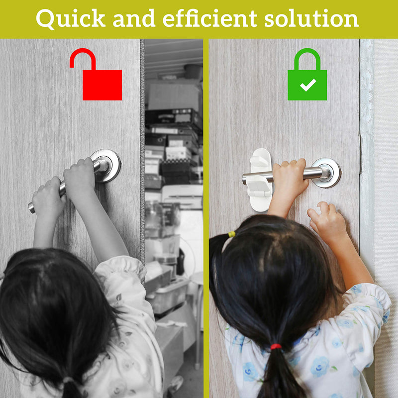 [Australia] - Door Lever Lock (1 Pack) Prevents Toddlers from Opening Doors. 3.25" L * 1.5" W * 4.5" H Easy One Hand Operation for Adults. Durable ABS with 3M Adhesive Backing. Simple Install, No Tools Needed. White 1 Count (Pack of 1) 
